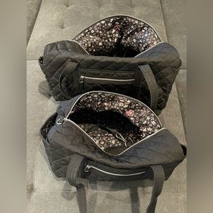 Vera Bradley Black Performance Twill Medium and Small Duffle Duo